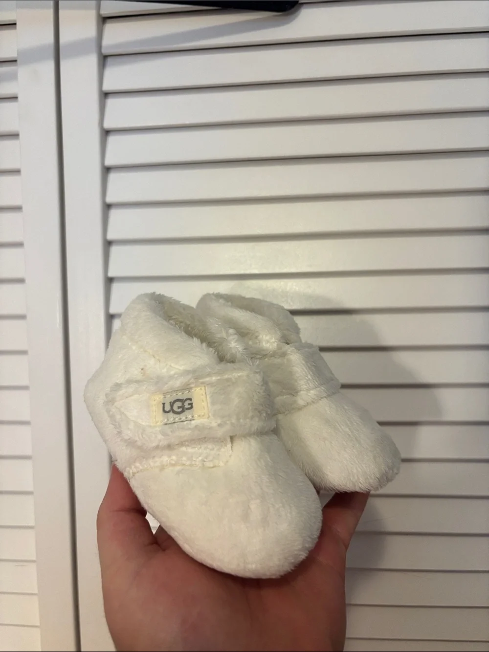 UGG Cream Plush Infant slippers with Secure Strap